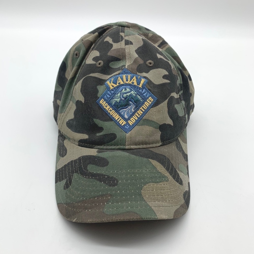 Kauai Backcountry Adventures Flexfit Hat L/XL Camo Woodland Embroidered Cap